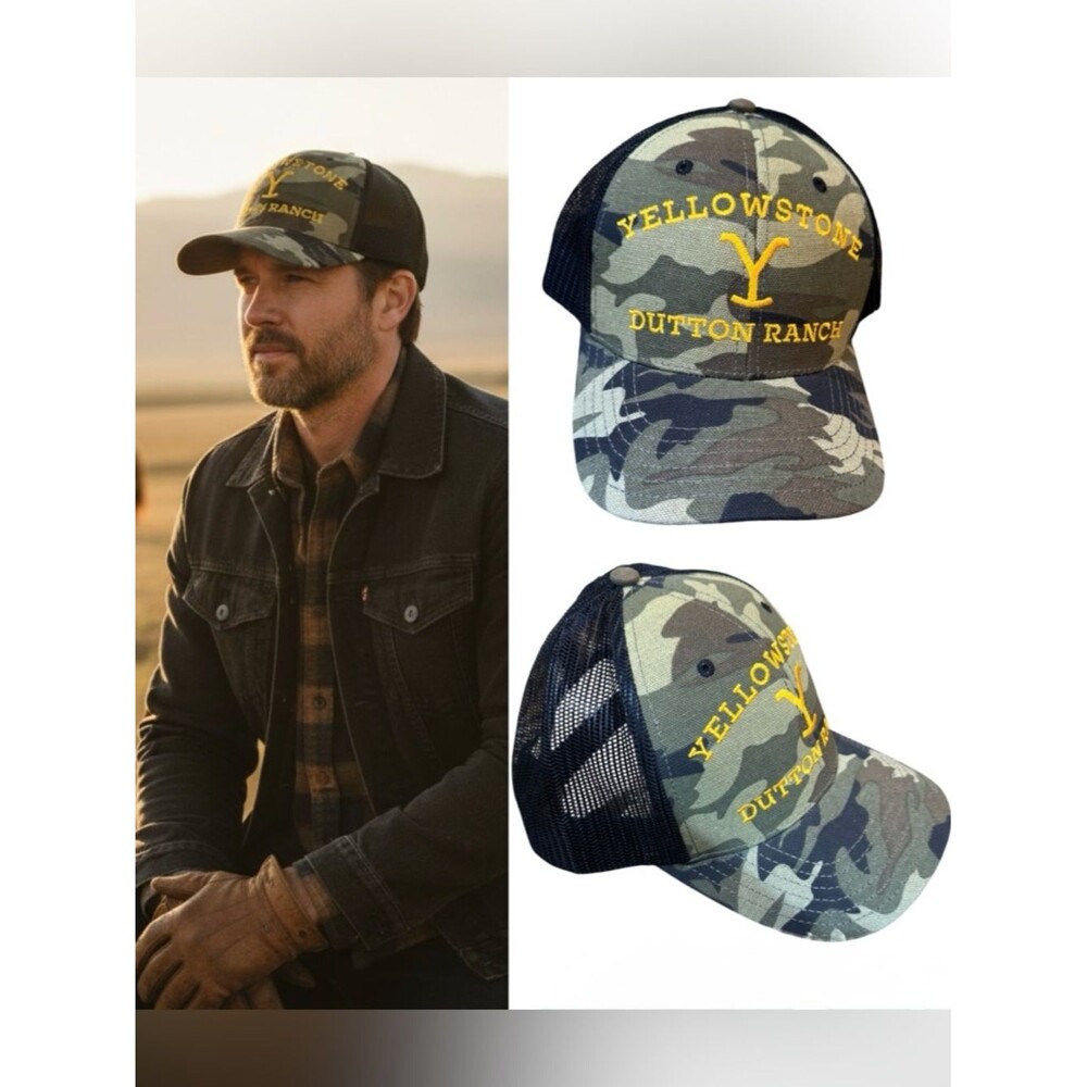 Yellowstone Dutton Ranch Camouflage Mesh Back Snapback Trucker Hat NWT